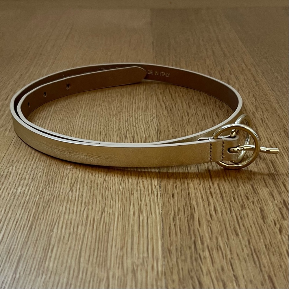 ba&sh Gold Metallic Leather Skinny D-Ring Belt Women’s Size 75cm/XS